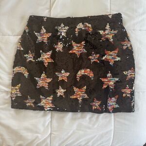 Nasty Gal Black Sequin Star Mini Skirt